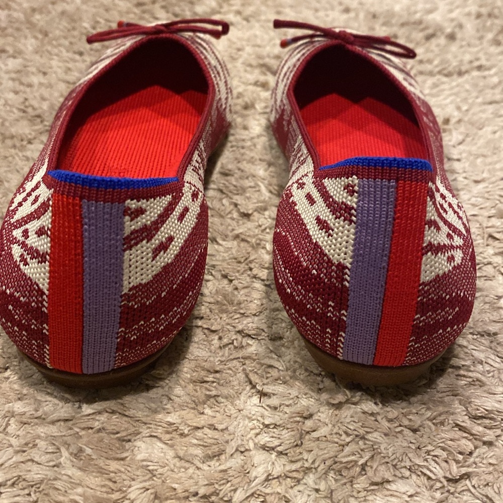 Rothy's Botanical Burgundy Bow The Flat Round Toe - Picture 6 of 9